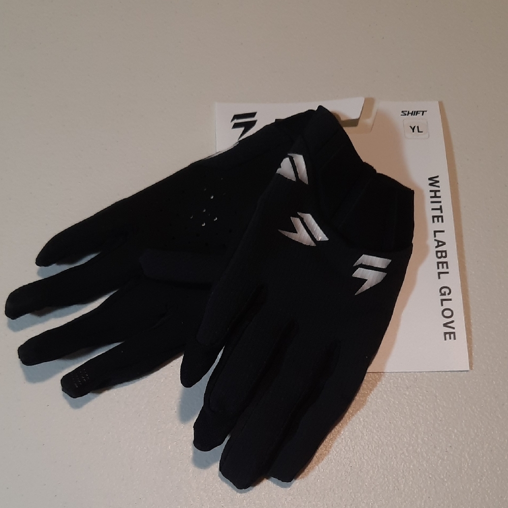 Shift Youth White Label Trac Dirt Bike Glove Gloves Black Youth Large New